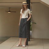 SIST9024 Nylon Purtig Skirt_Charcoal