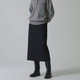 SIST9051 Belted Tailored Long Skirt_Black