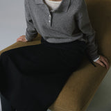SIST9051 Belted Tailored Long Skirt_Black