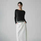 SIST9052 Cotton Purtig Long Skirt_White