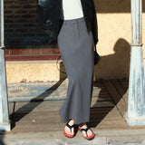 SIST9058 Formal Column Long Skirt_Charcoal
