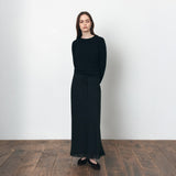 SIST9059 Lace Silky Long Skirt_Black
