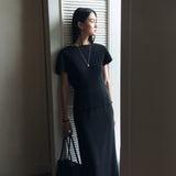 SIST9060 Comfort Daimaru Banding Long Skirt_Black
