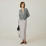 SIST9060 Comfort Daimaru Banding Long Skirt_Greige