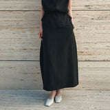 SIST9065 Floral Linen Skirt_Black