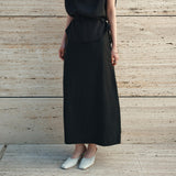 SIST9065 Floral Linen Skirt_Black