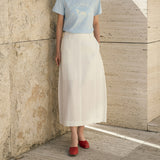 SIST9065 Floral Linen Skirt_Ivory