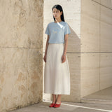 SIST9065 Floral Linen Skirt_Ivory
