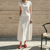 SIST9065 Floral Linen Skirt_Ivory
