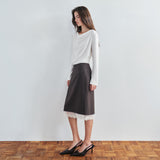 SIST9070 Lace Midi Skirt_Brown