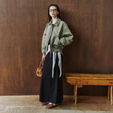 SIST9074 Waffle Elastic-Waist Long Skirt_Black