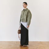 SIST9074 Waffle Elastic-Waist Long Skirt_Black