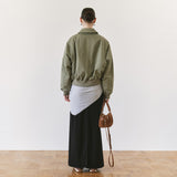SIST9074 Waffle Elastic-Waist Long Skirt_Black