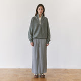 SIST9074 Waffle Elastic-Waist Long Skirt_Melange gray