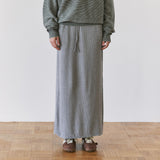 SIST9074 Waffle Elastic-Waist Long Skirt_Melange gray