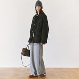 SIST9074 Waffle Elastic-Waist Long Skirt_Melange gray