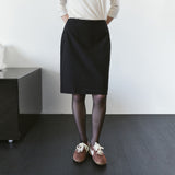 SIST9075 Simple Midi Skirt_Black