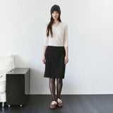 SIST9075 Simple Midi Skirt_Black