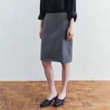 SIST9075 Simple Midi Skirt_Melange gray