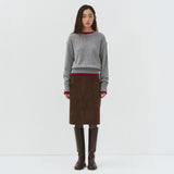 SIST9076 Faux Suede Midi Skirt_Brown