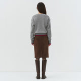 SIST9076 Faux Suede Midi Skirt_Brown