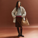 SIST9076 Faux Suede Midi Skirt_Brown
