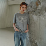 SITP5064 Basset Hound T-shirt_ Melange gray