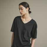 SITP5136 Loose Fit V-Neck Short Sleeve T-Shirt_Black