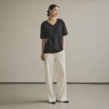 SITP5136 Loose Fit V-Neck Short Sleeve T-Shirt_Black