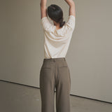 SITP5136 loose-fit V-neck short-sleeve T-shirt_Beige