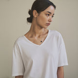 SITP5136 Loose Fit V-Neck Short Sleeve T-Shirt_White