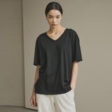 SITP5136 Loose Fit V-Neck Short Sleeve T-Shirt_Black
