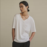 SITP5136 Loose Fit V-Neck Short Sleeve T-Shirt_White