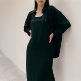 SITP5151 oversized lounge silky shirt_Black