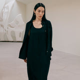 SITP5151 oversized lounge silky shirt_Black
