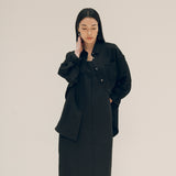 SITP5151 oversized lounge silky shirt_Black