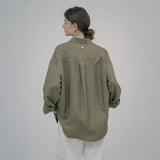 SITP5151 oversized lounge silky shirt_Khaki brown