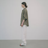 SITP5151 oversized lounge silky shirt_Khaki brown