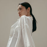 SITP5151 oversized lounge silky shirt_White