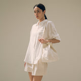 SITP5151 oversized lounge silky shirt_White