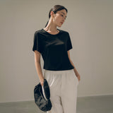 SITP5154 Silkette Loose Fit U-Neck Short Sleeve T-Shirt_Black