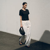 SITP5154 Silkette Loose Fit U-Neck Short Sleeve T-Shirt_Black