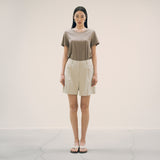 SITP5154 Silkette Loose Fit U-Neck Short Sleeve Tee_Khaki Brown