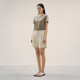 SITP5154 Silkette Loose Fit U-Neck Short Sleeve Tee_Khaki Brown