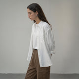 SITP5160 Loose Fit Wrinkle Silky Shirt_White