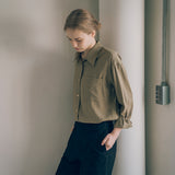 SITP5160 Loose Fit Wrinkle Silky Shirt_Khaki Brown