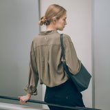SITP5160 Loose Fit Wrinkle Silky Shirt_Khaki Brown