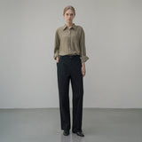 SITP5160 Loose Fit Wrinkle Silky Shirt_Khaki Brown