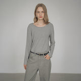 SITP5164 Round Neck Long Sleeve T-Shirt_Melange Gray