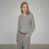 SITP5164 Round Neck Long Sleeve T-Shirt_Melange Gray